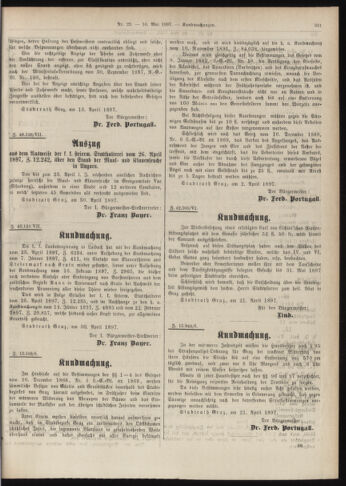 Amtsblatt der landesfürstlichen Hauptstadt Graz 18970510 Seite: 17