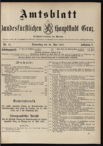 Amtsblatt der landesfürstlichen Hauptstadt Graz 18970520 Seite: 1