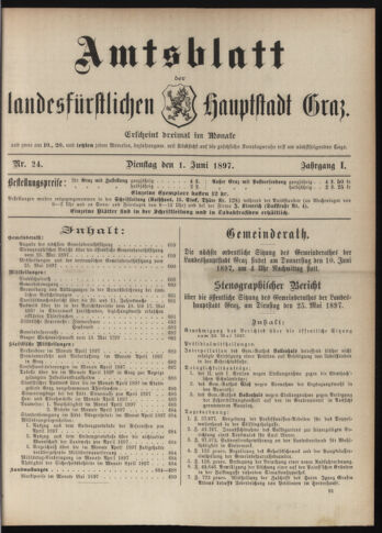 Amtsblatt der landesfürstlichen Hauptstadt Graz 18970601 Seite: 1