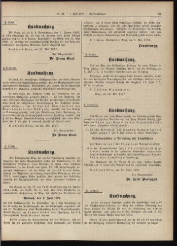 Amtsblatt der landesfürstlichen Hauptstadt Graz 18970601 Seite: 29