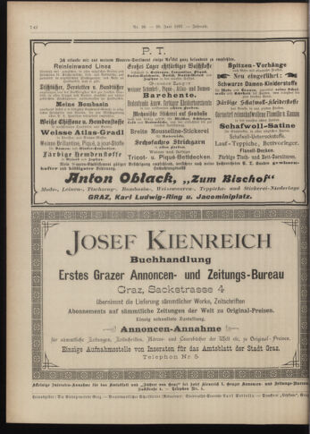 Amtsblatt der landesfürstlichen Hauptstadt Graz 18970620 Seite: 30