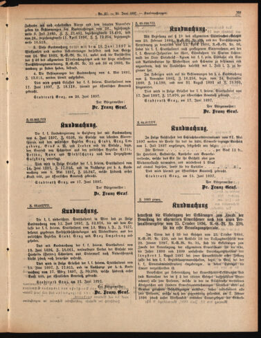 Amtsblatt der landesfürstlichen Hauptstadt Graz 18970630 Seite: 21