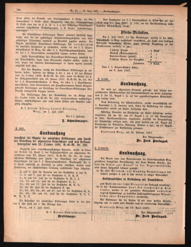 Amtsblatt der landesfürstlichen Hauptstadt Graz 18970630 Seite: 22