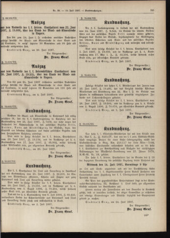 Amtsblatt der landesfürstlichen Hauptstadt Graz 18970710 Seite: 19