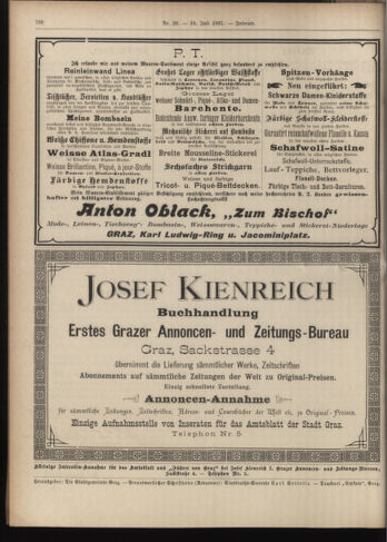 Amtsblatt der landesfürstlichen Hauptstadt Graz 18970710 Seite: 20