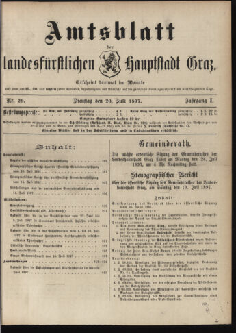 Amtsblatt der landesfürstlichen Hauptstadt Graz 18970720 Seite: 1