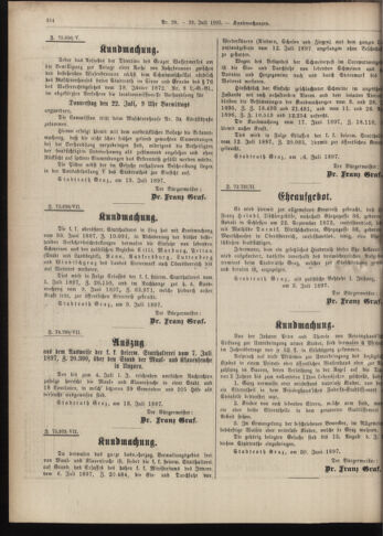 Amtsblatt der landesfürstlichen Hauptstadt Graz 18970720 Seite: 28