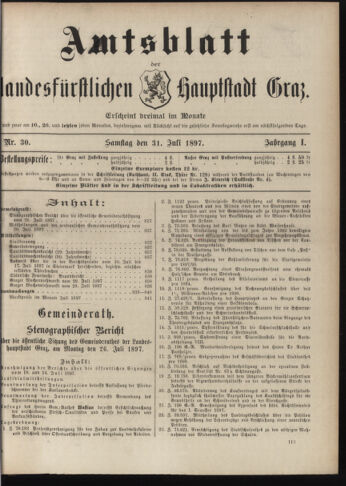 Amtsblatt der landesfürstlichen Hauptstadt Graz 18970731 Seite: 1