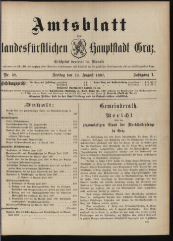 Amtsblatt der landesfürstlichen Hauptstadt Graz 18970820 Seite: 1