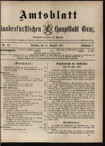 Amtsblatt der landesfürstlichen Hauptstadt Graz 18970831 Seite: 1