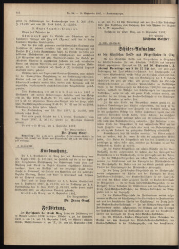 Amtsblatt der landesfürstlichen Hauptstadt Graz 18970910 Seite: 14