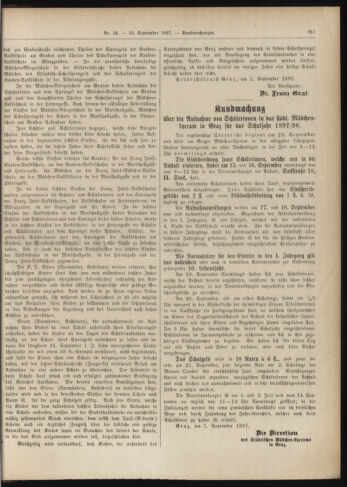 Amtsblatt der landesfürstlichen Hauptstadt Graz 18970910 Seite: 15