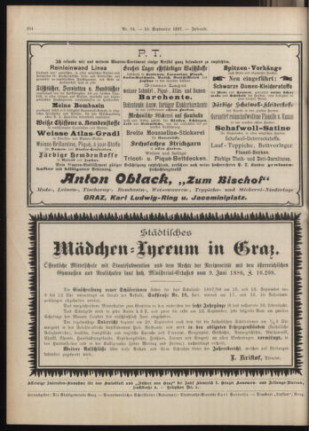 Amtsblatt der landesfürstlichen Hauptstadt Graz 18970910 Seite: 16