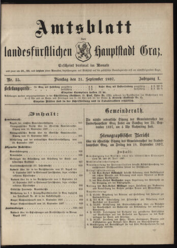 Amtsblatt der landesfürstlichen Hauptstadt Graz 18970921 Seite: 1