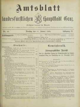 Amtsblatt der landesfürstlichen Hauptstadt Graz 18980111 Seite: 1