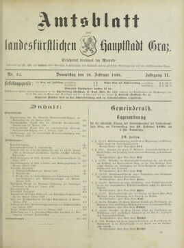 Amtsblatt der landesfürstlichen Hauptstadt Graz 18980210 Seite: 1