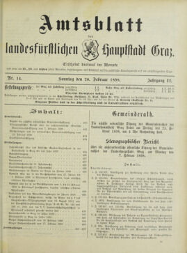 Amtsblatt der landesfürstlichen Hauptstadt Graz 18980220 Seite: 1