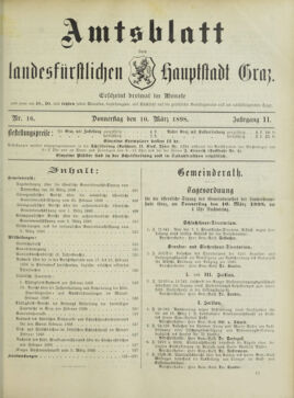 Amtsblatt der landesfürstlichen Hauptstadt Graz 18980310 Seite: 1