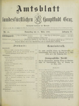 Amtsblatt der landesfürstlichen Hauptstadt Graz 18980331 Seite: 1