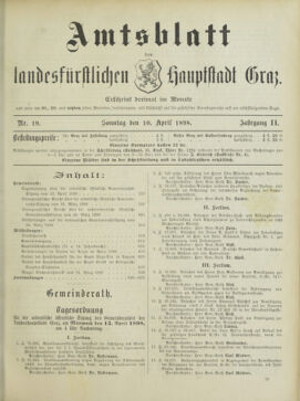 Amtsblatt der landesfürstlichen Hauptstadt Graz 18980410 Seite: 1