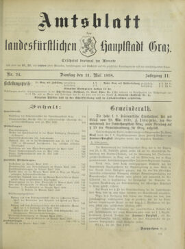 Amtsblatt der landesfürstlichen Hauptstadt Graz 18980531 Seite: 1