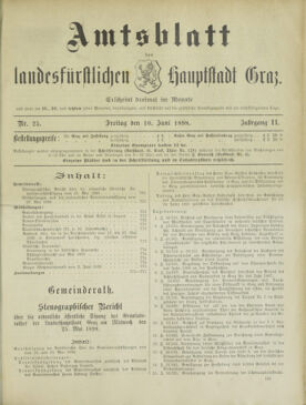 Amtsblatt der landesfürstlichen Hauptstadt Graz 18980610 Seite: 1