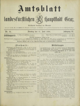 Amtsblatt der landesfürstlichen Hauptstadt Graz 18980621 Seite: 1