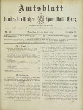 Amtsblatt der landesfürstlichen Hauptstadt Graz 18980630 Seite: 1