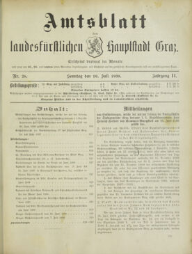 Amtsblatt der landesfürstlichen Hauptstadt Graz 18980710 Seite: 1