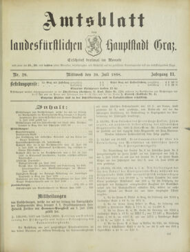 Amtsblatt der landesfürstlichen Hauptstadt Graz 18980720 Seite: 1