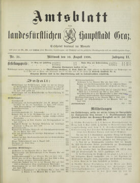 Amtsblatt der landesfürstlichen Hauptstadt Graz 18980810 Seite: 1