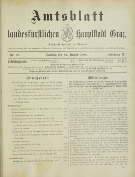 Amtsblatt der landesfürstlichen Hauptstadt Graz 18980820 Seite: 1