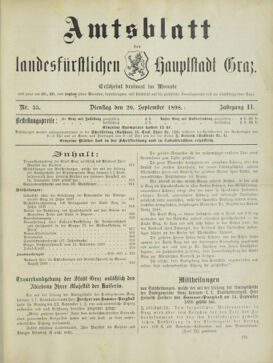 Amtsblatt der landesfürstlichen Hauptstadt Graz 18980920 Seite: 1