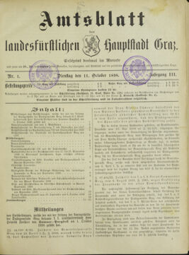 Amtsblatt der landesfürstlichen Hauptstadt Graz 18981011 Seite: 1