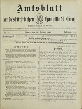 Amtsblatt der landesfürstlichen Hauptstadt Graz 18981031 Seite: 1