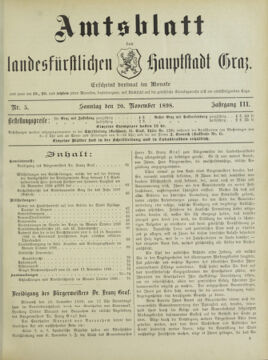 Amtsblatt der landesfürstlichen Hauptstadt Graz 18981120 Seite: 1