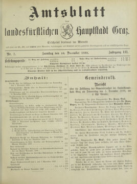 Amtsblatt der landesfürstlichen Hauptstadt Graz 18981210 Seite: 1