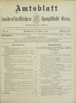 Amtsblatt der landesfürstlichen Hauptstadt Graz 18990110 Seite: 1