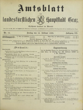 Amtsblatt der landesfürstlichen Hauptstadt Graz 18990210 Seite: 1