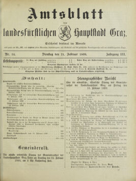 Amtsblatt der landesfürstlichen Hauptstadt Graz 18990221 Seite: 1