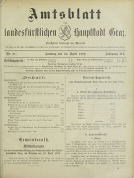 Amtsblatt der landesfürstlichen Hauptstadt Graz 18990430 Seite: 1