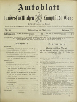 Amtsblatt der landesfürstlichen Hauptstadt Graz 18990510 Seite: 1