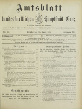 Amtsblatt der landesfürstlichen Hauptstadt Graz 18990620 Seite: 1