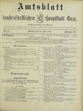 Amtsblatt der landesfürstlichen Hauptstadt Graz 18990710 Seite: 1