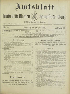 Amtsblatt der landesfürstlichen Hauptstadt Graz 18990720 Seite: 1