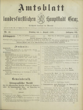 Amtsblatt der landesfürstlichen Hauptstadt Graz 18990801 Seite: 1