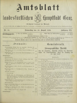 Amtsblatt der landesfürstlichen Hauptstadt Graz 18990810 Seite: 1