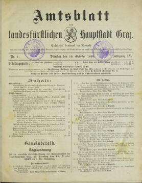 Amtsblatt der landesfürstlichen Hauptstadt Graz 18991010 Seite: 1