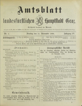 Amtsblatt der landesfürstlichen Hauptstadt Graz 18991121 Seite: 1