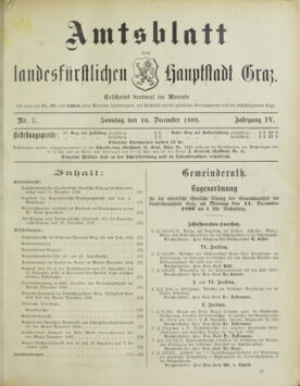 Amtsblatt der landesfürstlichen Hauptstadt Graz 18991210 Seite: 1